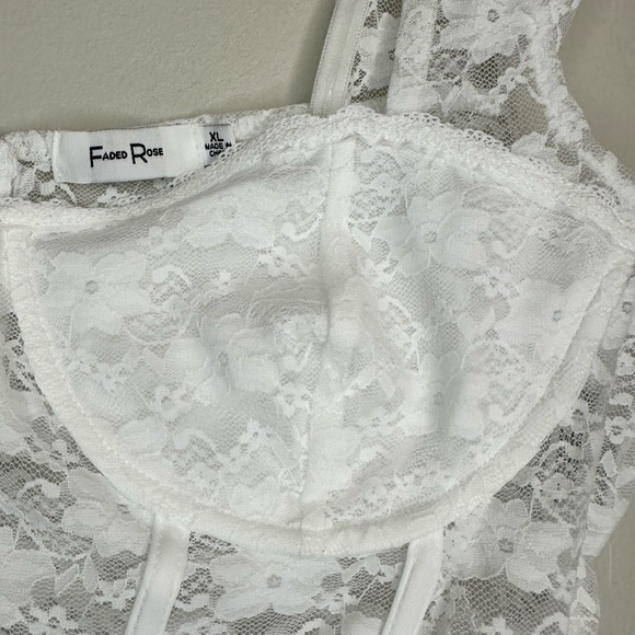 NWT Faded Rose Corset Bustier Women's White Cropped Lace Top Size XL - Picture 6 of 8